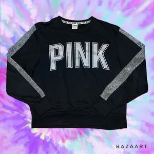 PINK Black & Silver Pullover Sweatshirt